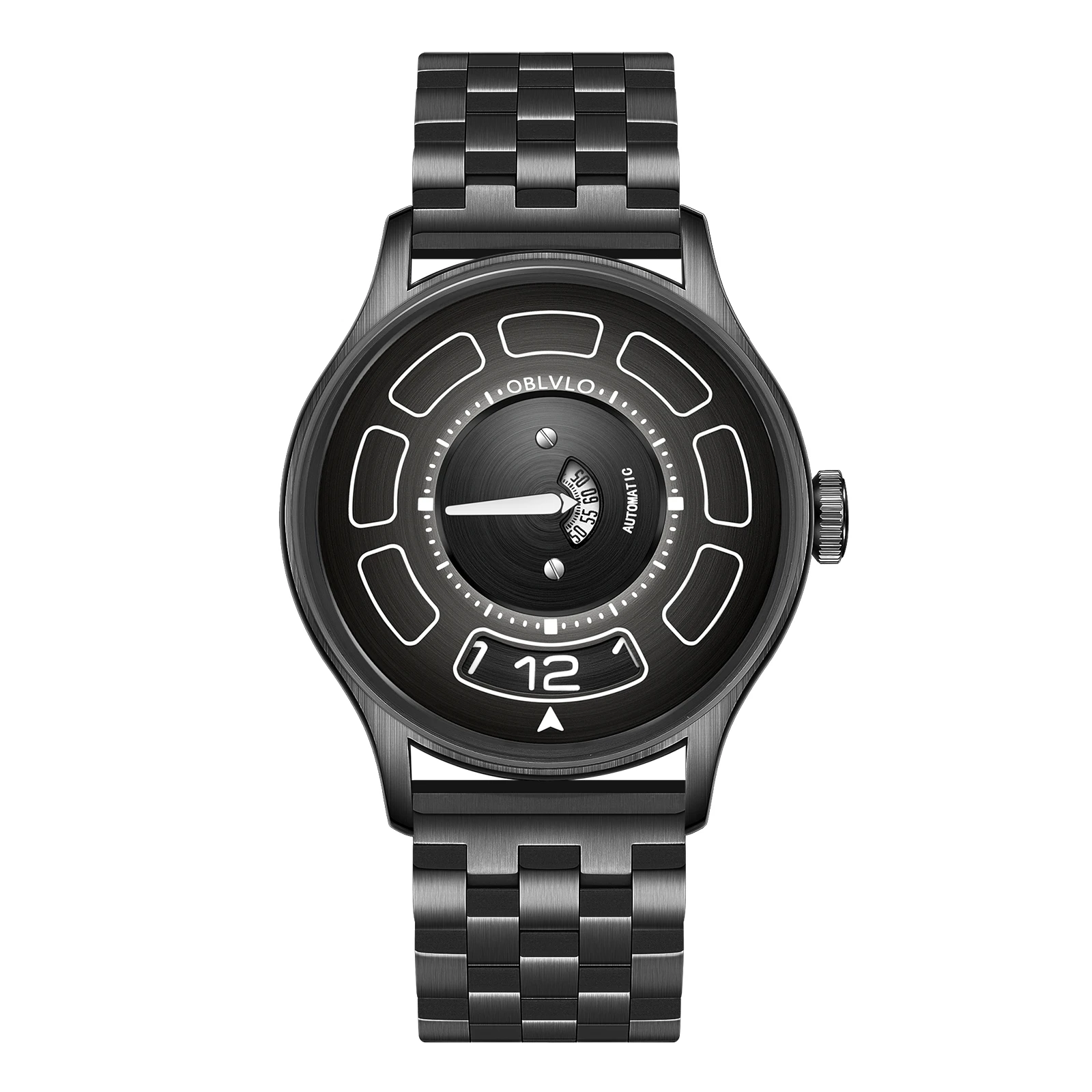 OBLVLO BLM-UFO. Unique UFO-Shaped Automatic Watch with Luminous. Steel Bracelet .