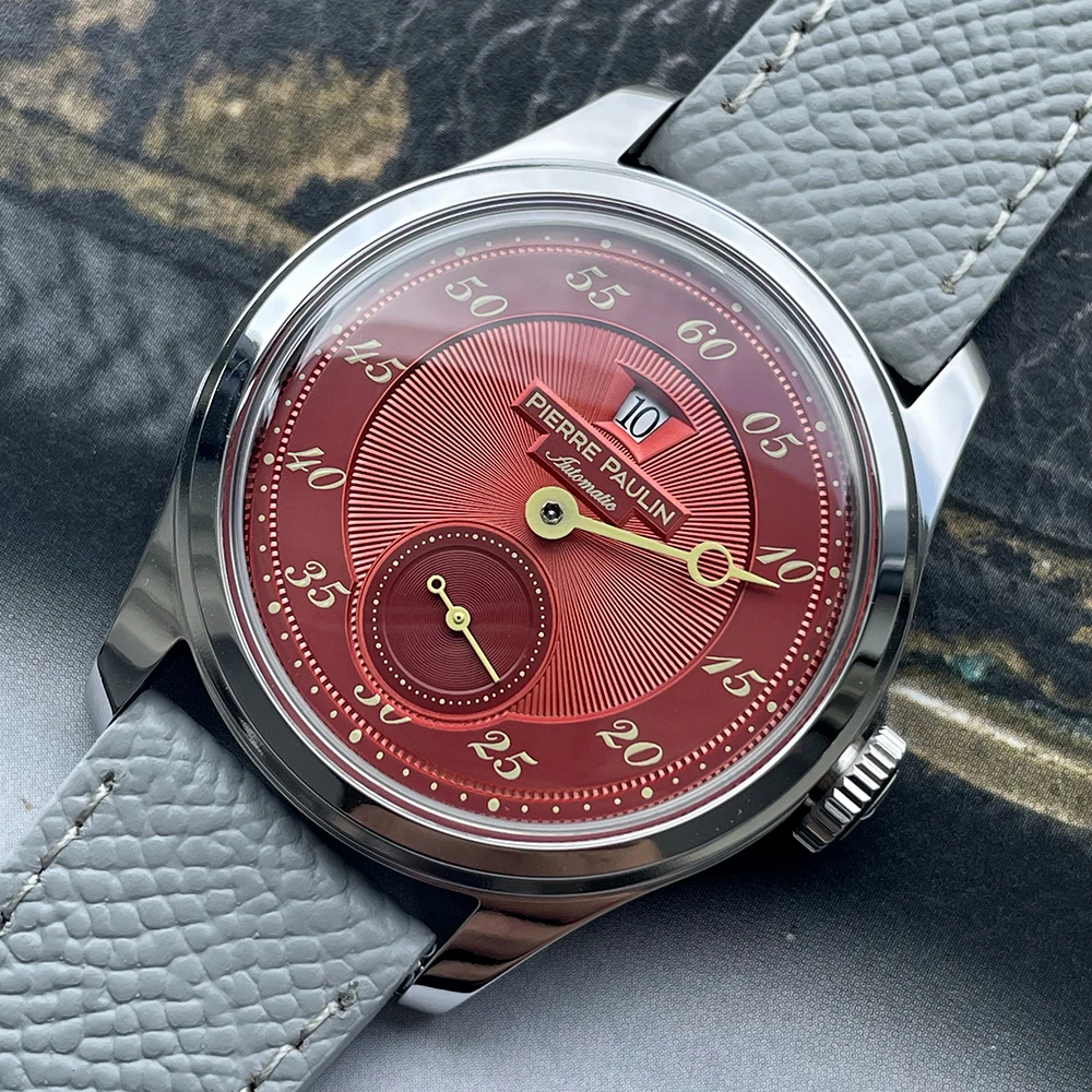 Pierre Paulin Jumping Hour Men's.  Automatic St17 Mechanical Watch. Vintage Date Window. 38mm .