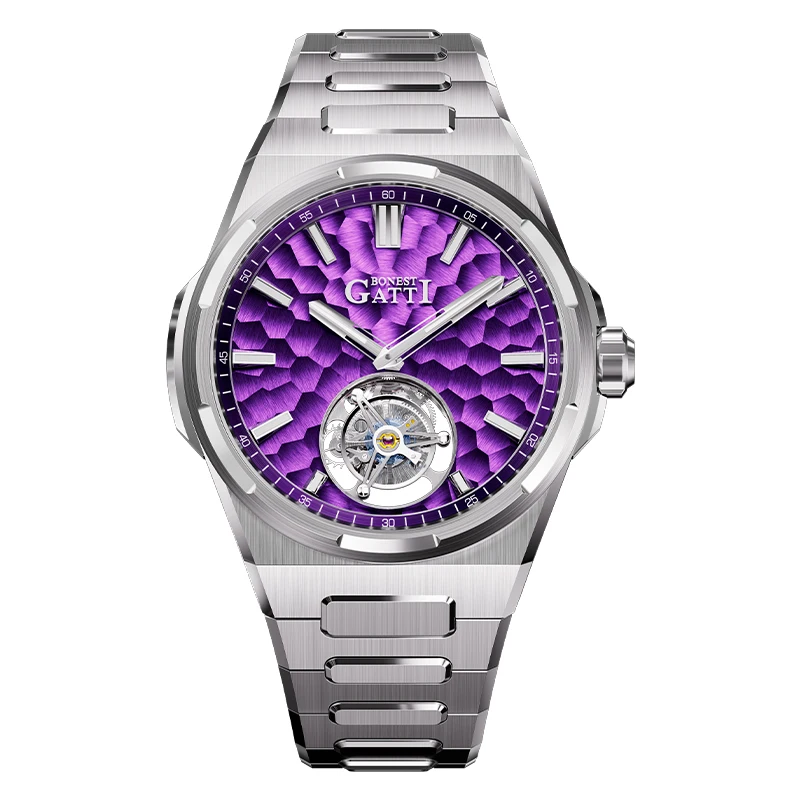 GATTI 7005 New Men's Automatic Mechanical Watch with Carbon Fiber Dial and Tourbillon-Luxury Lightweight Chronograph