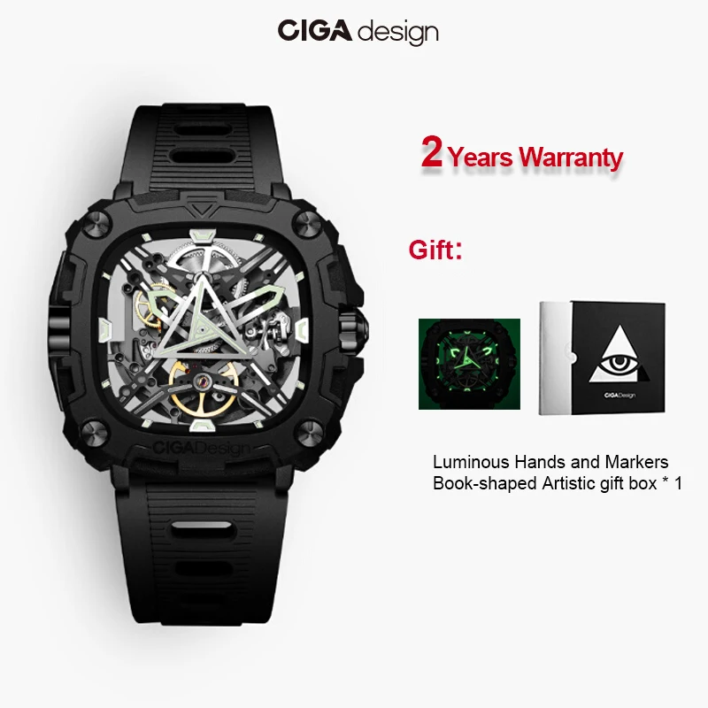 CIGA Design Skeleton Watch. Luminous Automatic Movement. Series X Eye Of Horus Mechanical Men's Watch.