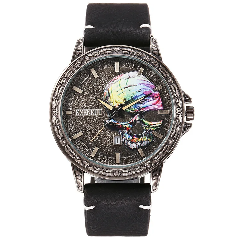 UTHAI BK149 Quartz Skull Watch. Retro Patina Style