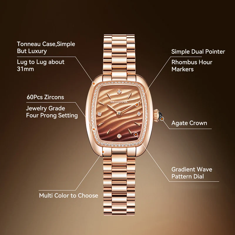 Seagull Ladies Watch. Mocha Mousse Womens Automatic Mechanical Watch. - Image 5