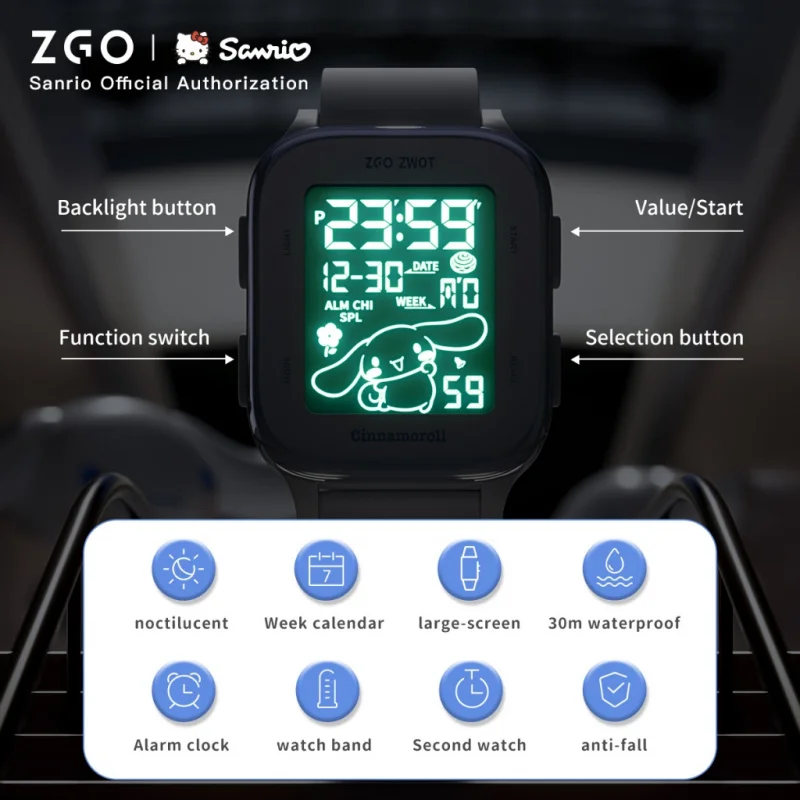 ZGO Sanrio Cinnamoroll Kids watch For girls students Cute simple style square digital electronic watch - Image 3